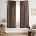 Cappuccino Curtains 63 Inches Long 2 Panel Sets Bedroom, Light Filtering Linen Drapes Windows Rod Pocket or Back Tab