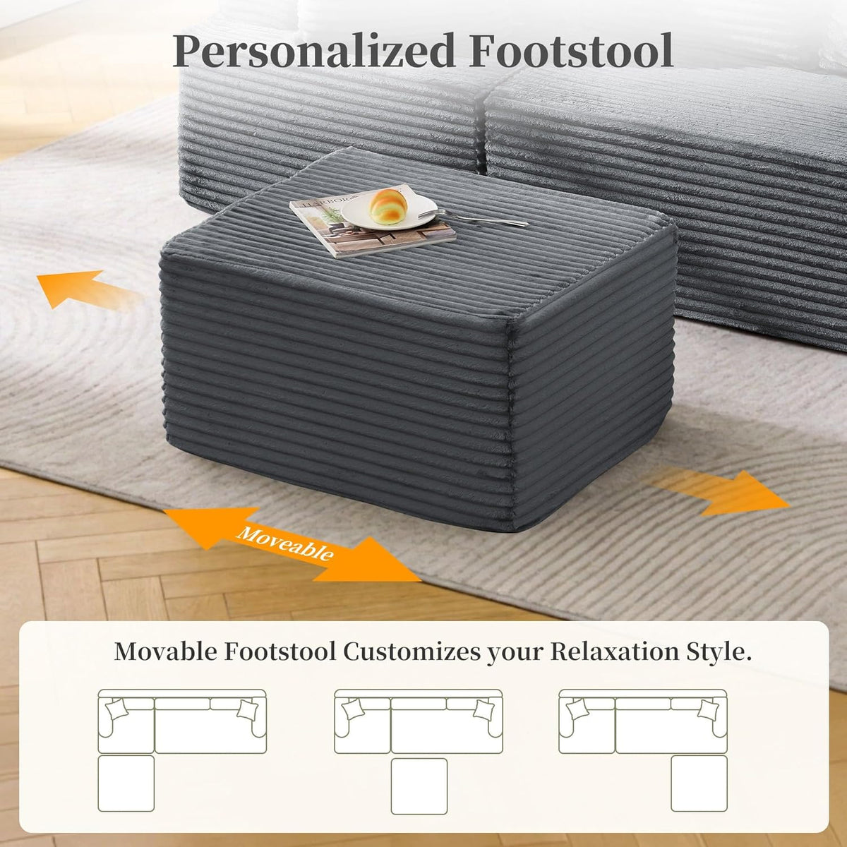 80" Cloud Modular Sectional Sofa with L-Shaped, Boneless Couches for Living Room