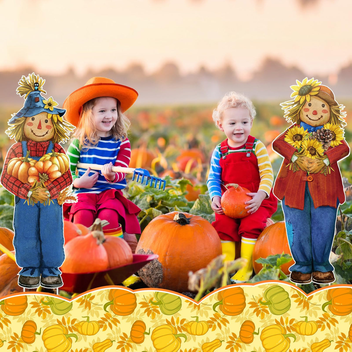 2 Pcs Scarecrow Yard Signs with Stakes Fall Decor 31.5", Scarecrow