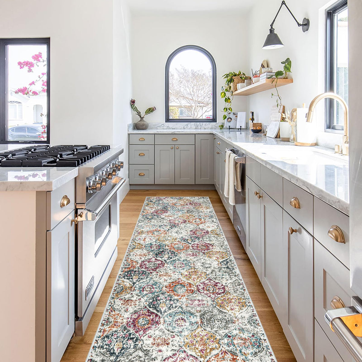 Moroccan Hallway Rug, 2'5''x8' Soft Washable Kitchen Runner Rugs