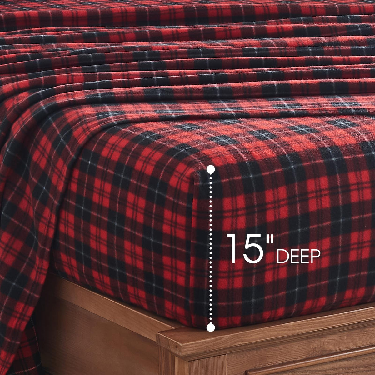 Flannel Sheets, Red Plaid Soft Warm Winter Bed Sheets