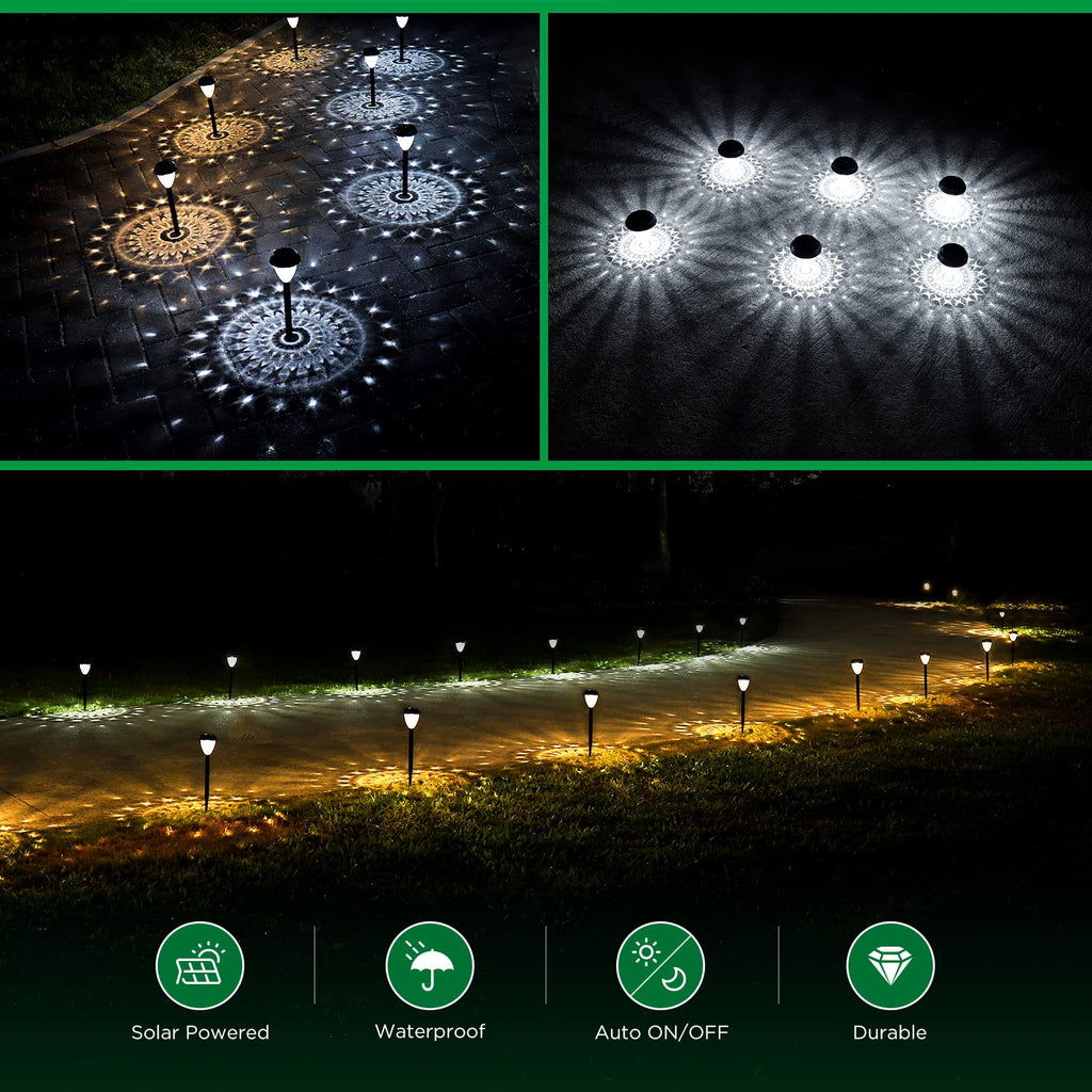 Super Bright Solar Lights Outdoor Waterproof-10 Pack, Dusk to Dawn Up to 12 Hrs Solar Powered Outdoor Pathway Garden