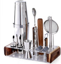 Mixology Bartender Kit with Stand - Bar Tool Set, Silver Bar Set Cocktail Shaker Set for Drink Mixing - Set of 15