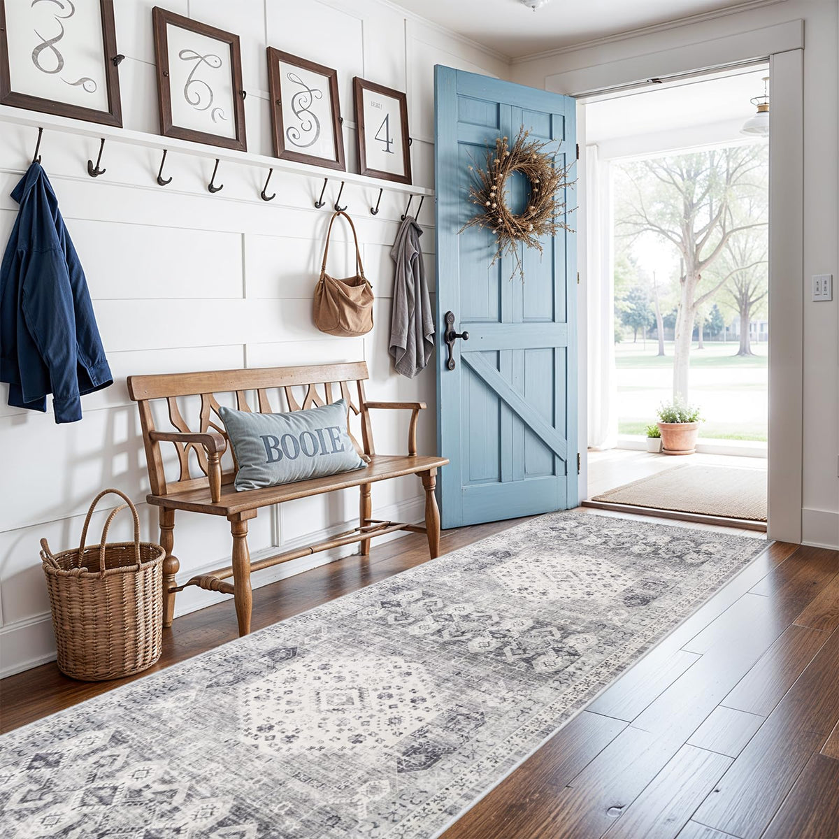 2'6x12 Hallway Runner Rug - Vintage Washable Kitchen Rugs with Non Slip Backing Soft Stain Resistant Carept Bedroom