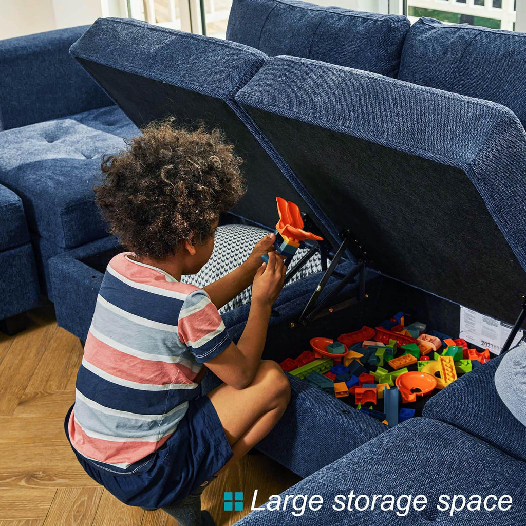 Modular Sectional Sofa Couch with Double Chaises U Shaped Sectional Sofa Modular with Storage Seat Modular Couch with