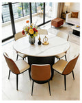 Inspired Saarinen Style 35.4" Round Dining Table with Marble Top and Metal Base | White Circle Modern Pedestal Tables Dining Set, or