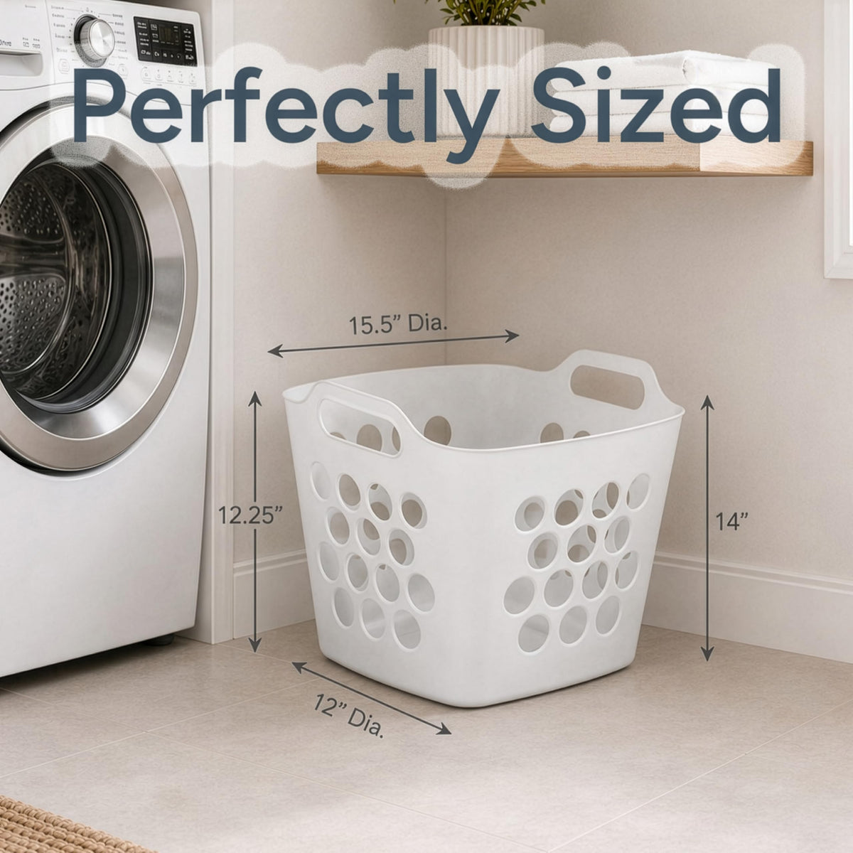 Set of 3 Flexible Plastic Laundry Baskets with Side Handles Lightweight & Spacious Design Durable Household Clothes