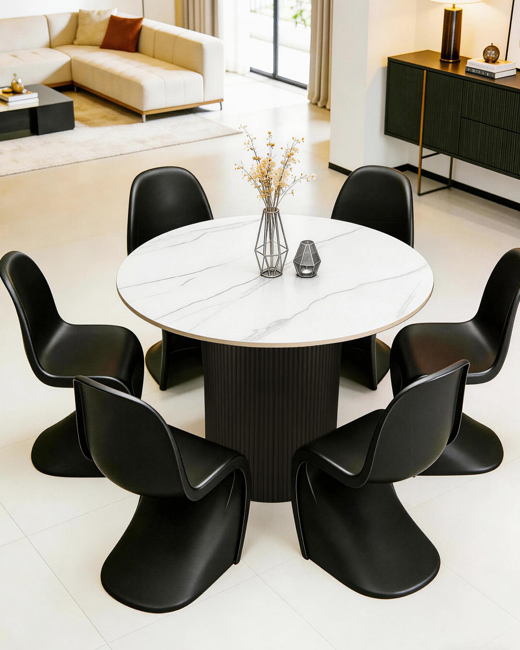 Inspired Saarinen Style 35.4" Round Dining Table with Marble Top and Metal Base | White Circle Modern Pedestal Tables Dining Set, or