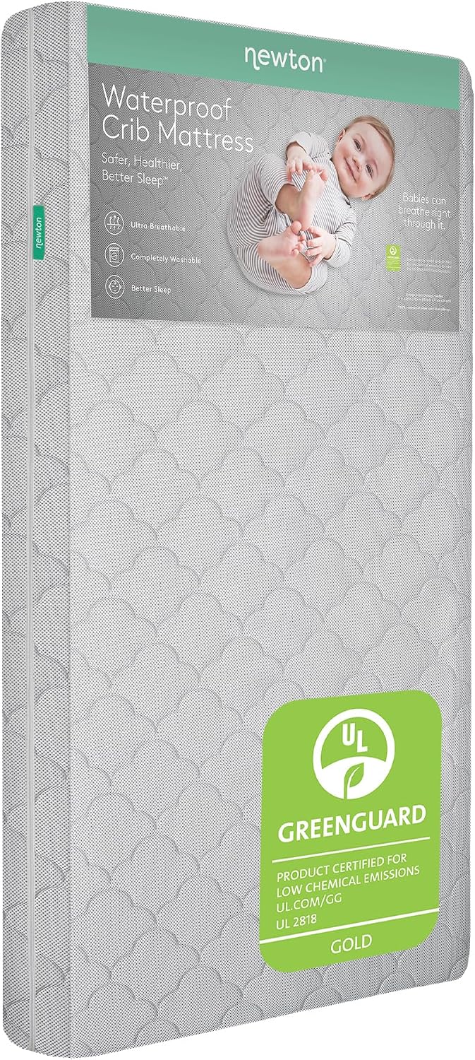 Waterproof Crib Mattress, Breathable & Washable - Grey