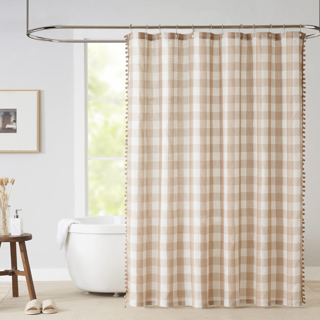 Tan and White Buffalo Plaid Boho 72" x 72"