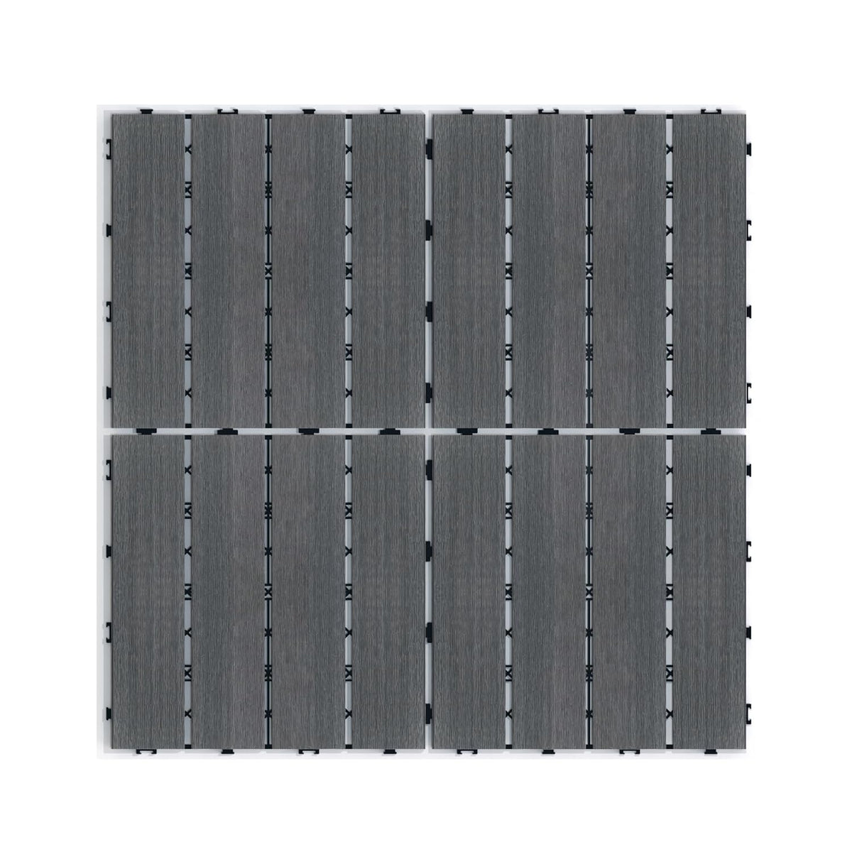 Wood Plastic Composite Interlocking Patio Deck Tiles, 22 Pack 12"x12" Premium Waterproof Porch Decking Tiles, All
