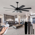 72" Black Chandelier Ceiling Fan with Light & Remote