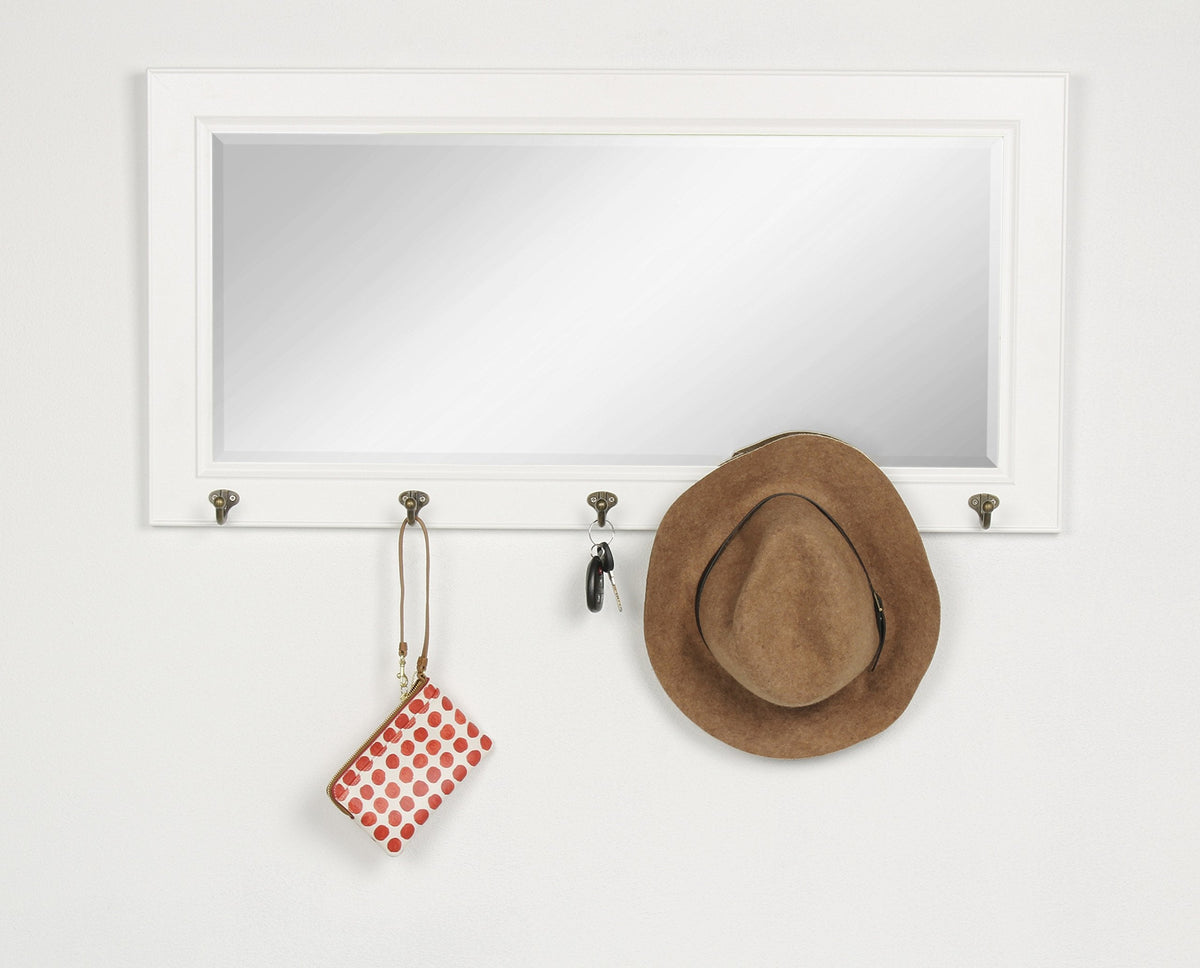 Pub Mirrors with 5 Metal Hooks, White