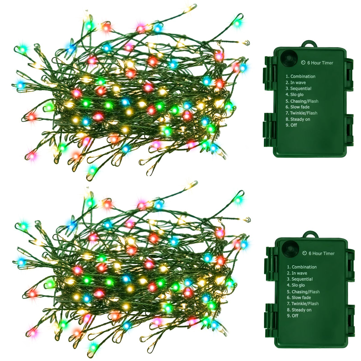 Battery Operated Christmas Lights, 10FT 100 LED Waterproof Dark Green Copper Wire Fairy Light String Light for