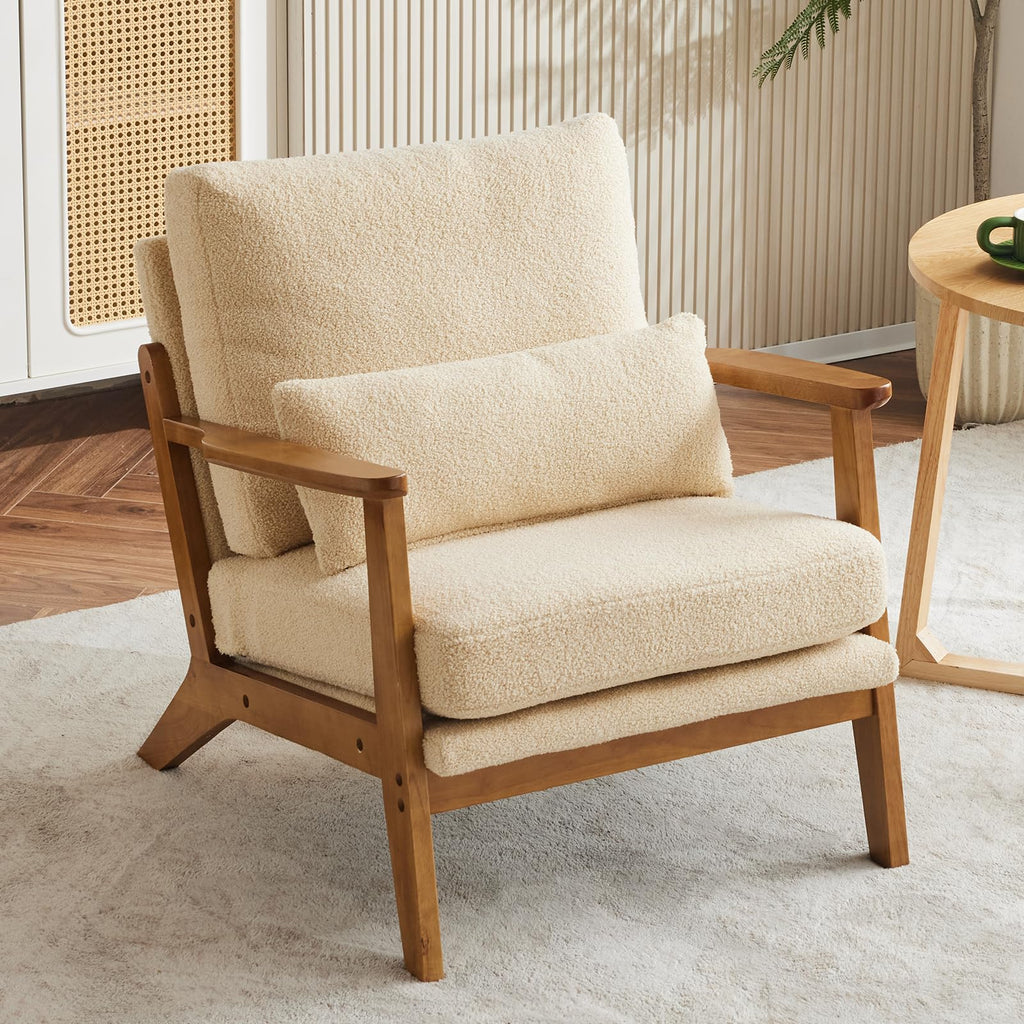 Mid-Century Lounge Accent Chair, Khaki