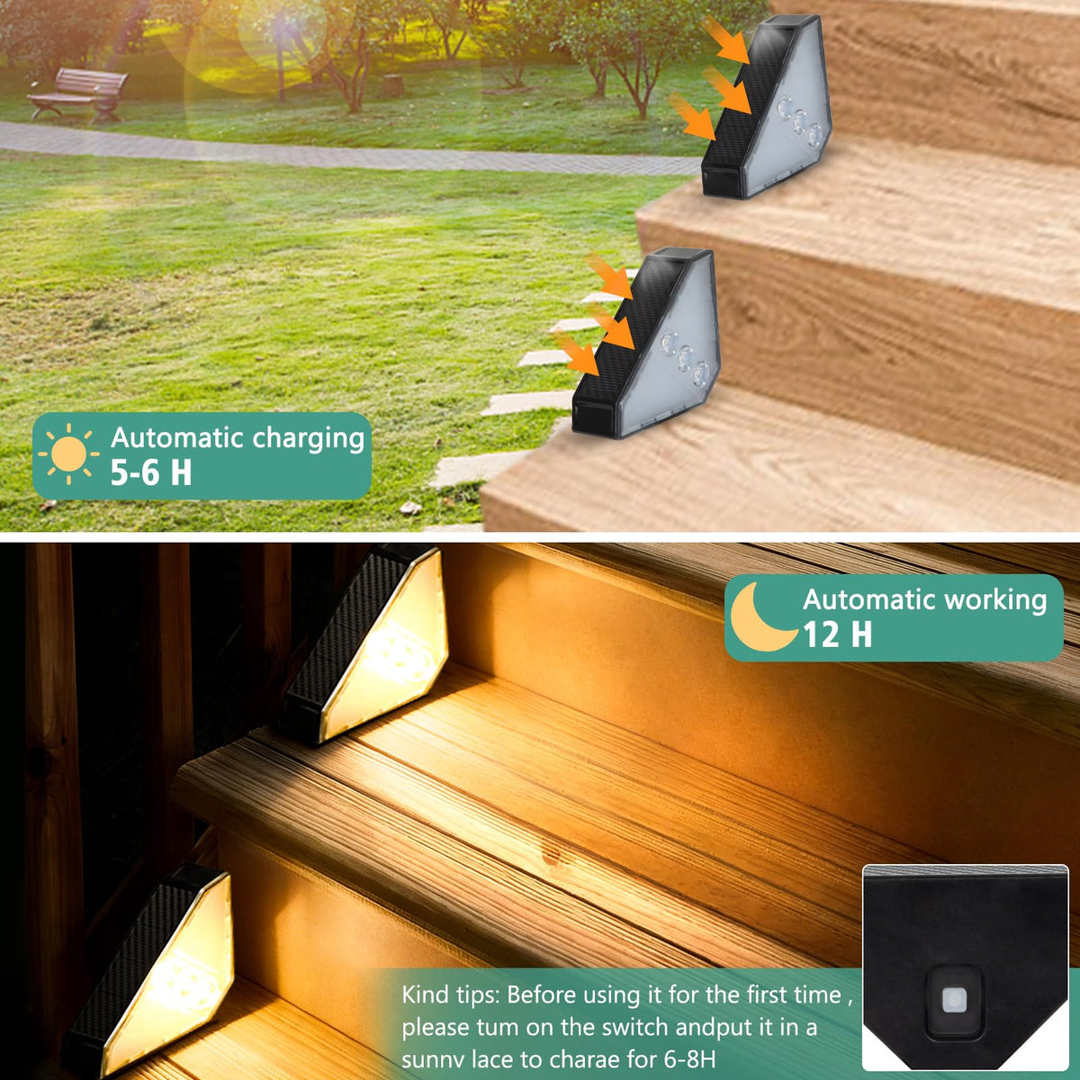 12 Pack Solar Step Lights for Outside 100 Lumen Ultra Bright