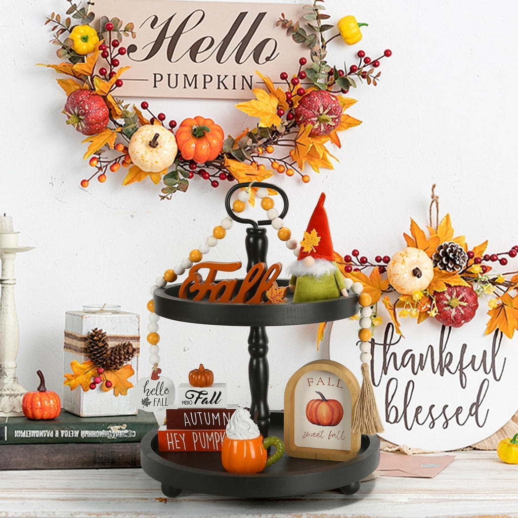 Fall Decorations, 6Pcs Thanksgiving Fall Tiered Tray Decor Set