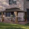 10' x 14' Hardtop Gazebo, Outdoor Metal Gazebo for Patios with Galvanized Steel Double Roof