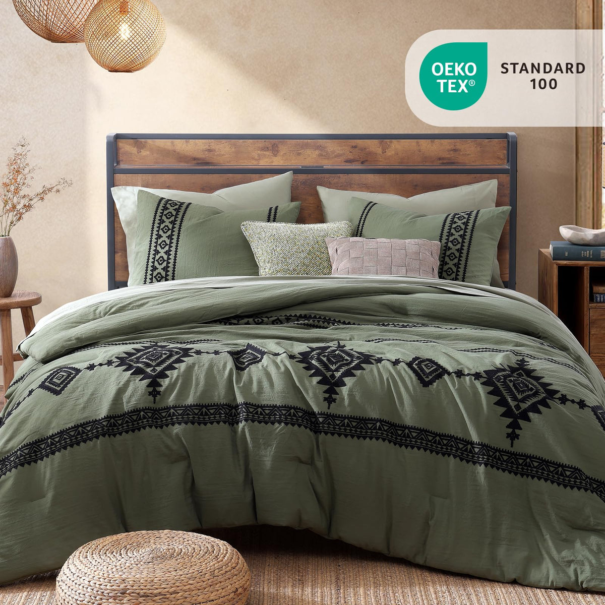 Embroidery King Size Comforter Set 7 Pieces Western Bed in a Bag