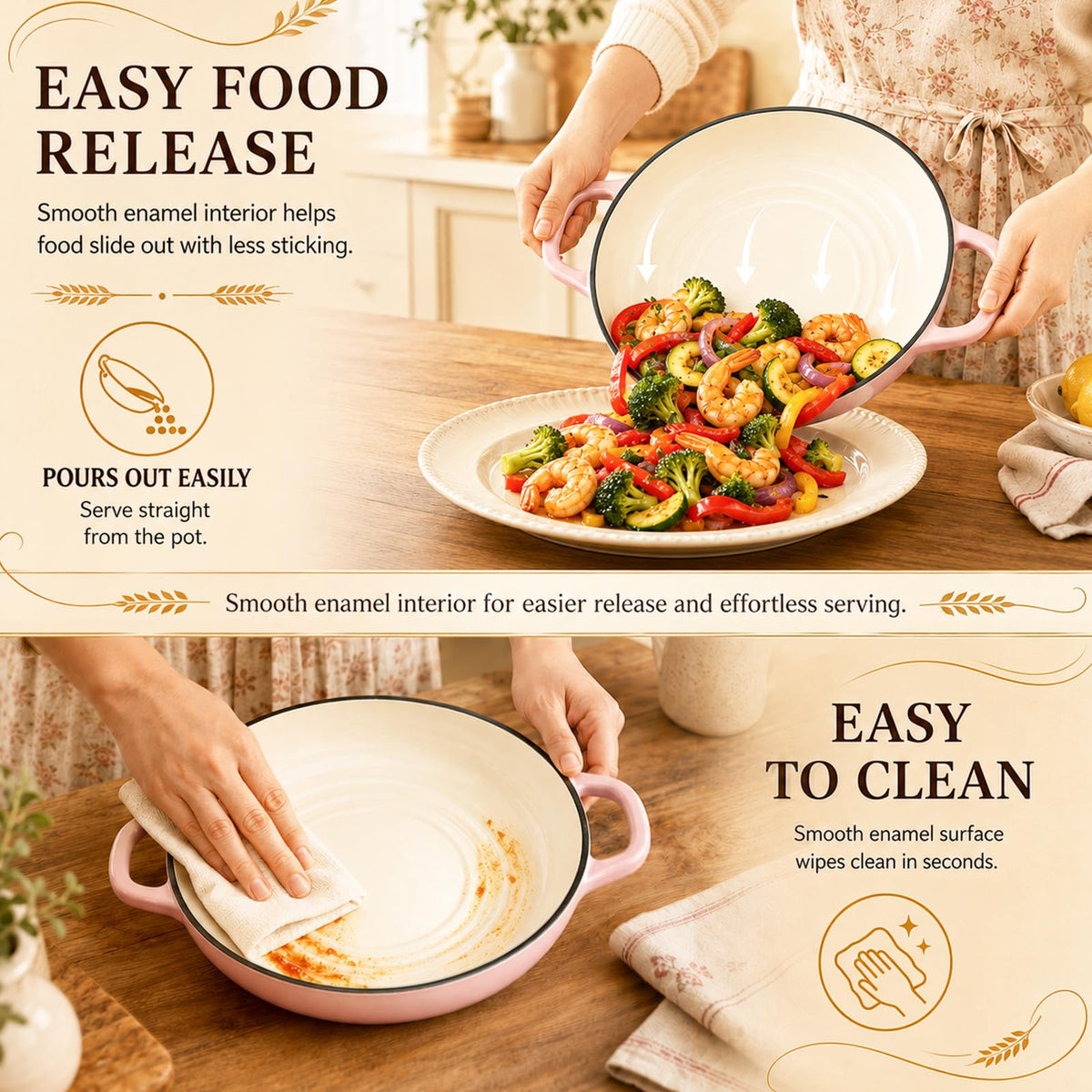 5QT Enameled Cast Iron Dutch Oven for Sourdough Bread Baking