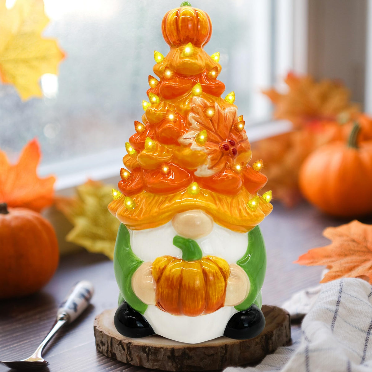 Fall Decorations, Thanksgiving Gnomes Ceramic Tree Decor