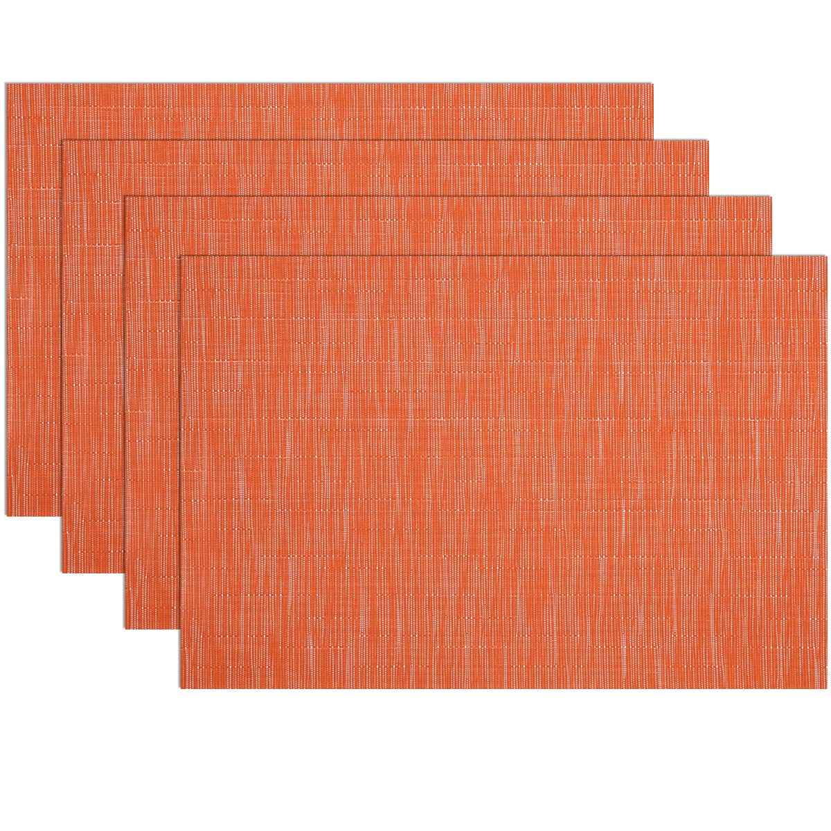 Orange Fall Placemats Set of 6 Woven Vinyl Autumn Place Mats