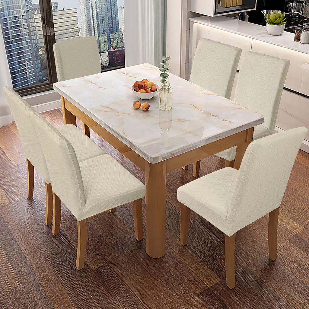 Waterproof Chair Covers Dining Chair Covers Kitchen Parsons Chair Cover (Beige, 6 PCS)