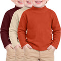 3 Pack Toddler Boys Turtleneck Shirts Long Sleeve 3Color