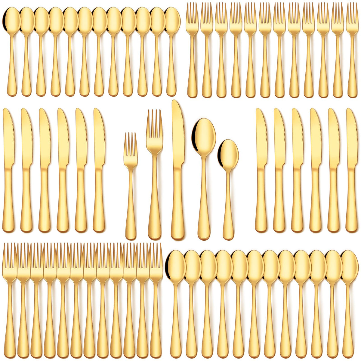 80Pcs Gold Silverware Set, Stainless Steel Flatware Cutlery Set Service for 16, Mirror Polished Gold Utensils Set