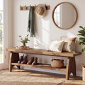 Farmhouse Solid Wood Entryway Bench with Shoe Storage