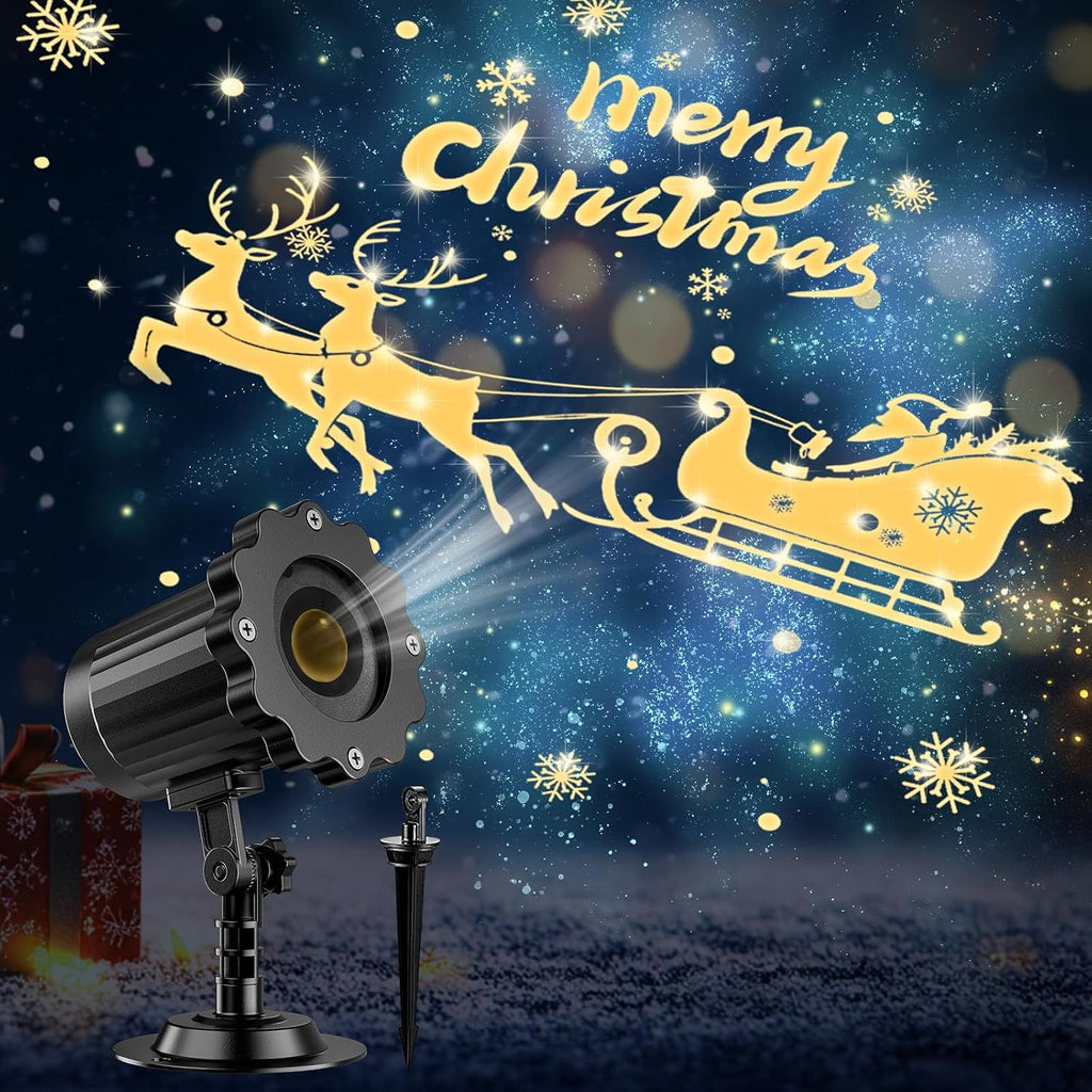 3D Dynamic Christmas Projector Lights Outdoor Indoor-2025 Upgrade Santa in Sleigh Christmas Decorations,Waterproof