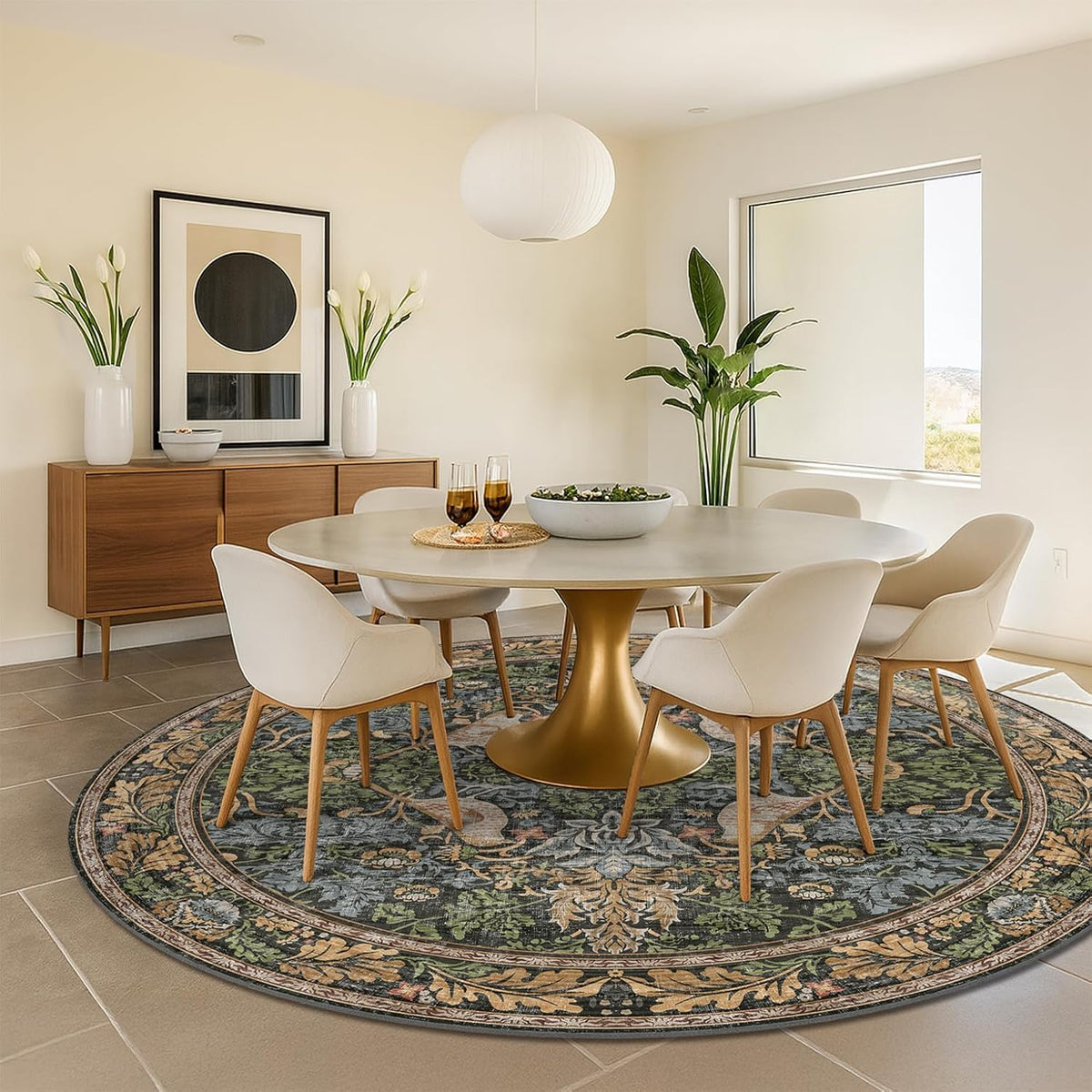 Washable Boho Round Rugs