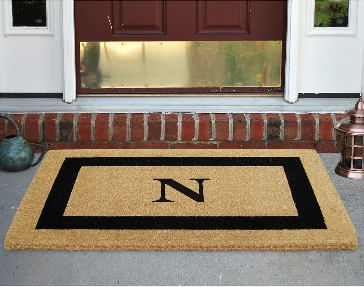 Luxury Coco Coir Doormat - Monogrammed Single Letter Outdoor Front Door Mat - Personalized Housewarming Gift for New