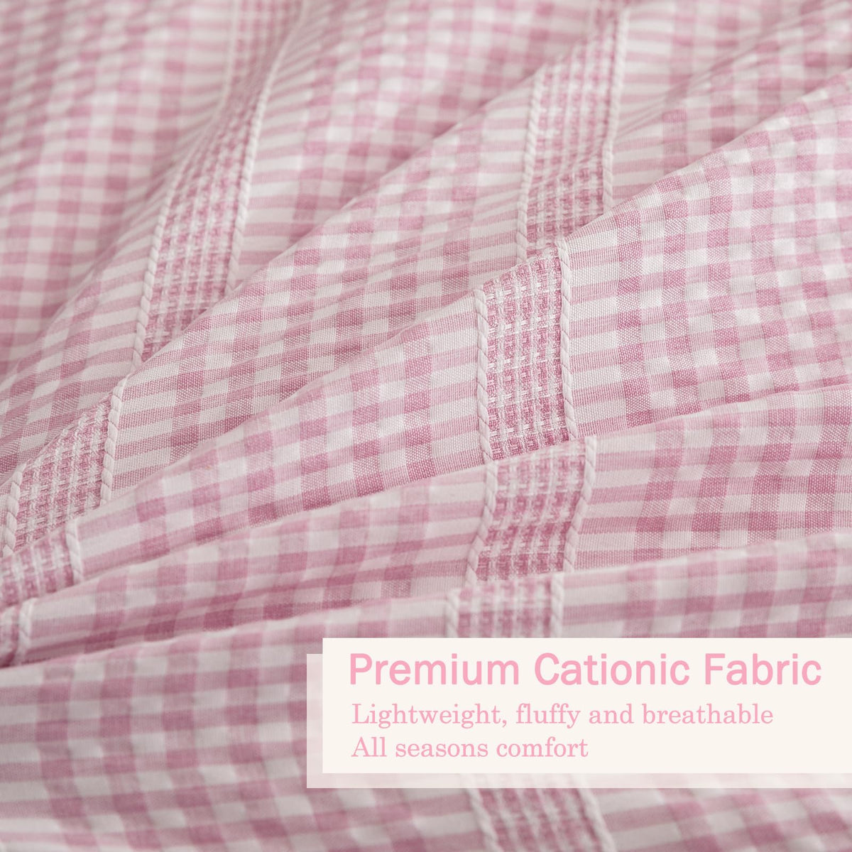 Gingham Comforter Set Pink Seersucker Ruffle Bedding Set