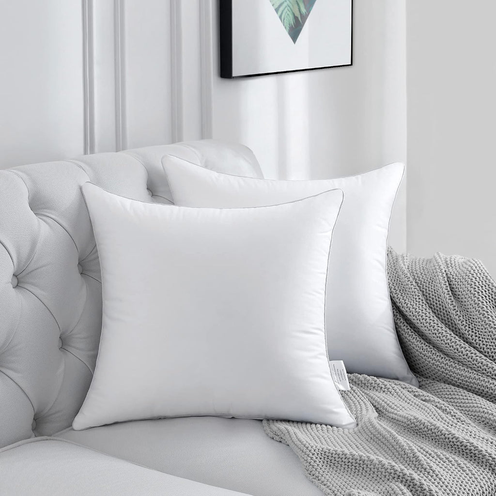 18 x 18 Pillow Inserts () - 18 Inch Square Interior Sofa Throw Pillow with 100% Cotton Cover - Decorative - Set of 2