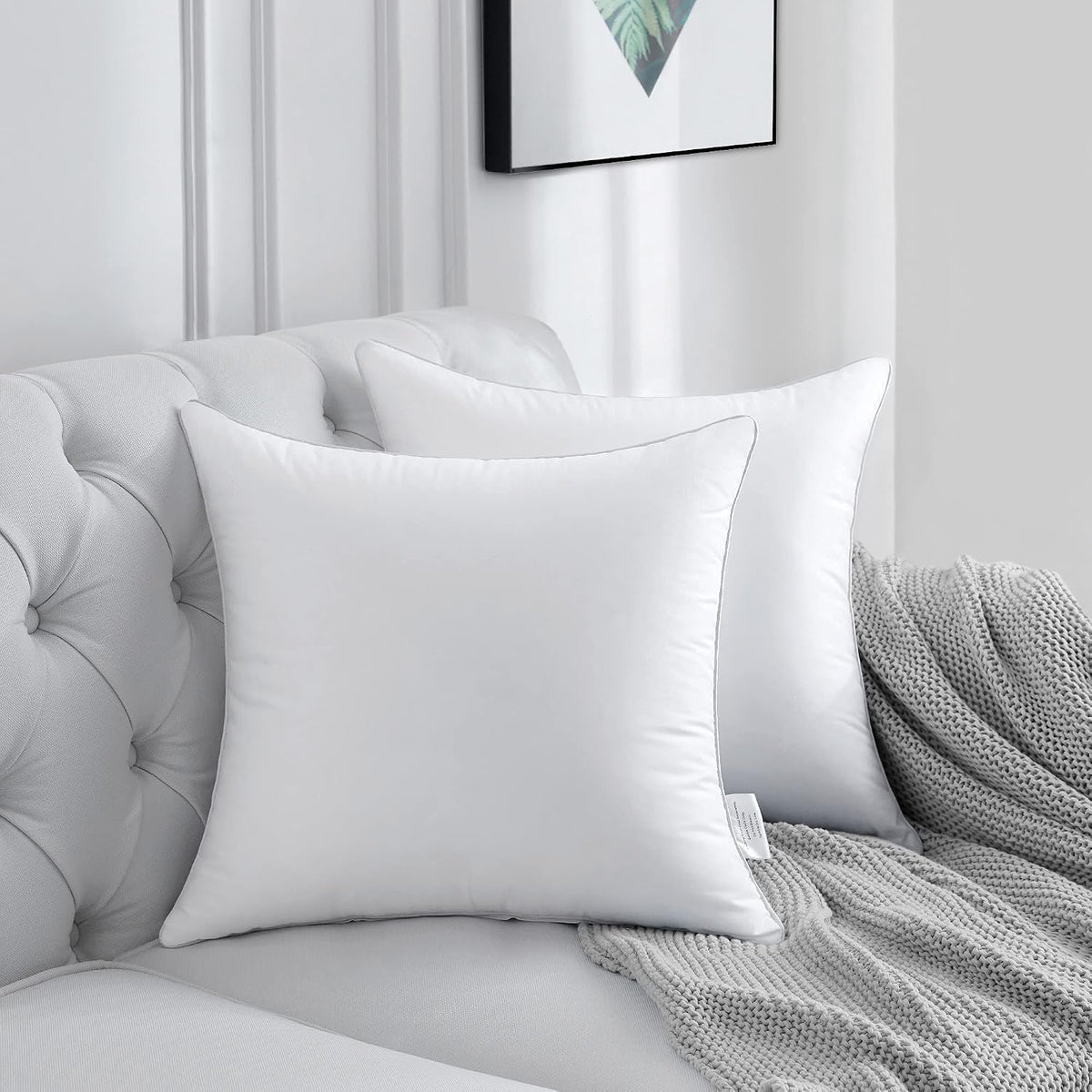 18 x 18 Pillow Inserts () - 18 Inch Square Interior Sofa Throw Pillow with 100% Cotton Cover - Decorative - Set of 2