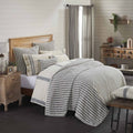 Market Place Blue Ticking Stripe Quilt