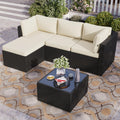 Patio Furniture Set 5-Piece, Outdoor Sectional Sofas with Washable Cushion, Wicker Rattan Patio Conversation Sets for