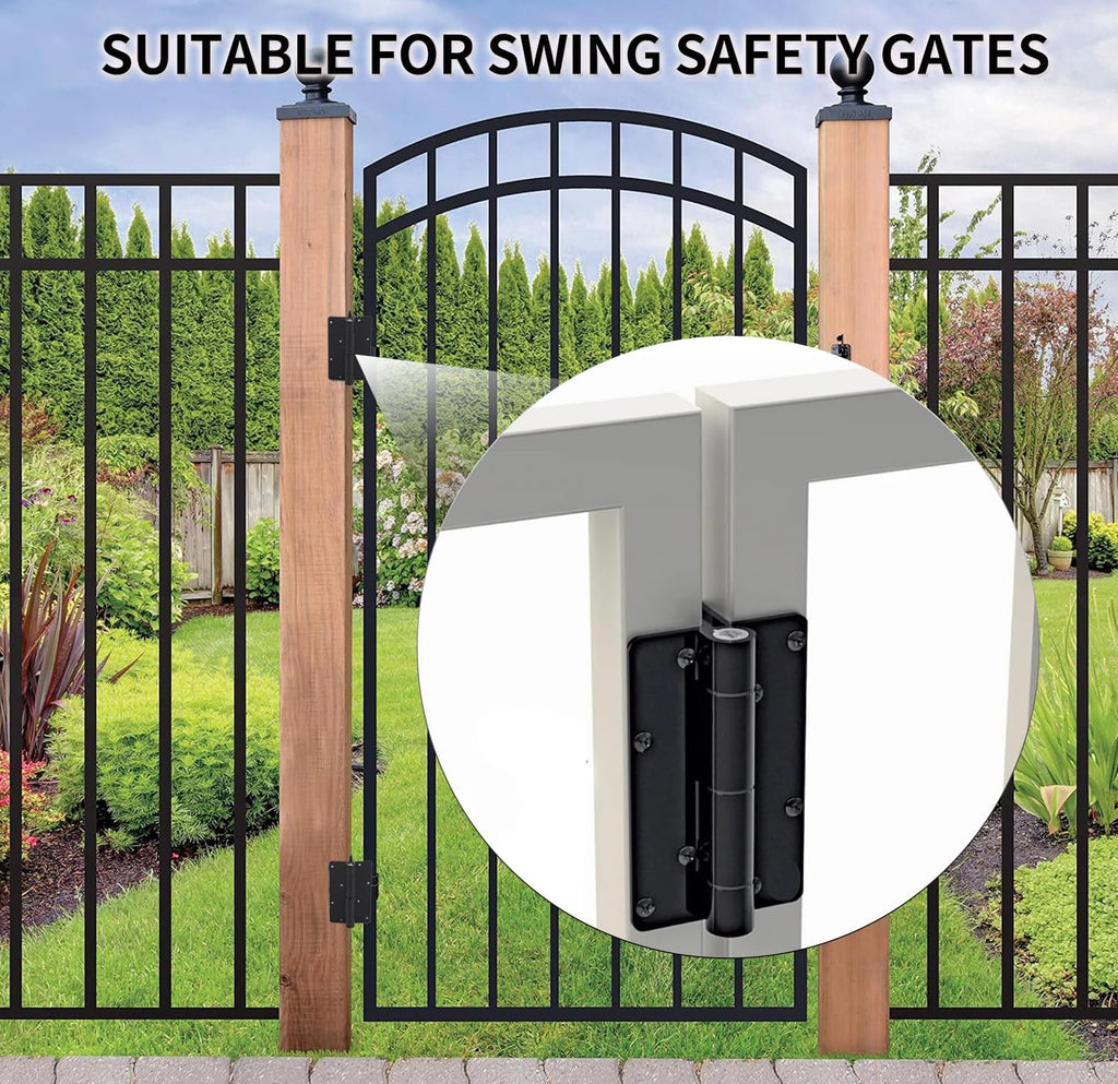 Upgraded 5.75" Aluminum Self Closing Gate Hinges, Fence Gate Hinge for Aluminum | Vinyl | Iron | Wood Gates, Self