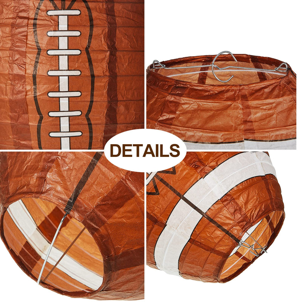 Inspired Noguchi Style 24 Pieces Hanging Football Paper Lanterns 12 In, Brown