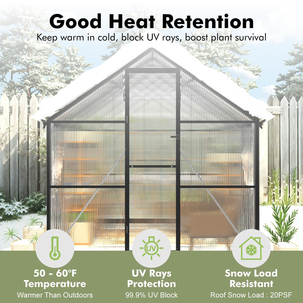 6X8FT Greenhouse with Thermometers, Small Greenhouse for Outdoors
