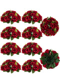 Faux Flower Centerpieces for Wedding Tables, 10 Pcs, Crimson Red