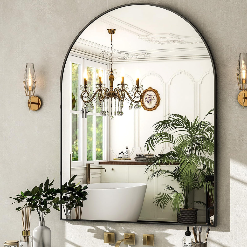 Arched Wall Mirror 30"x40" Black Arch Bathroom Vanity Mirror