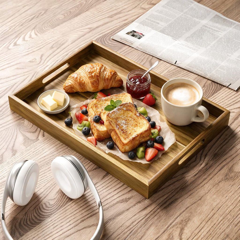 Acacia Wood Serving Trays with Handles