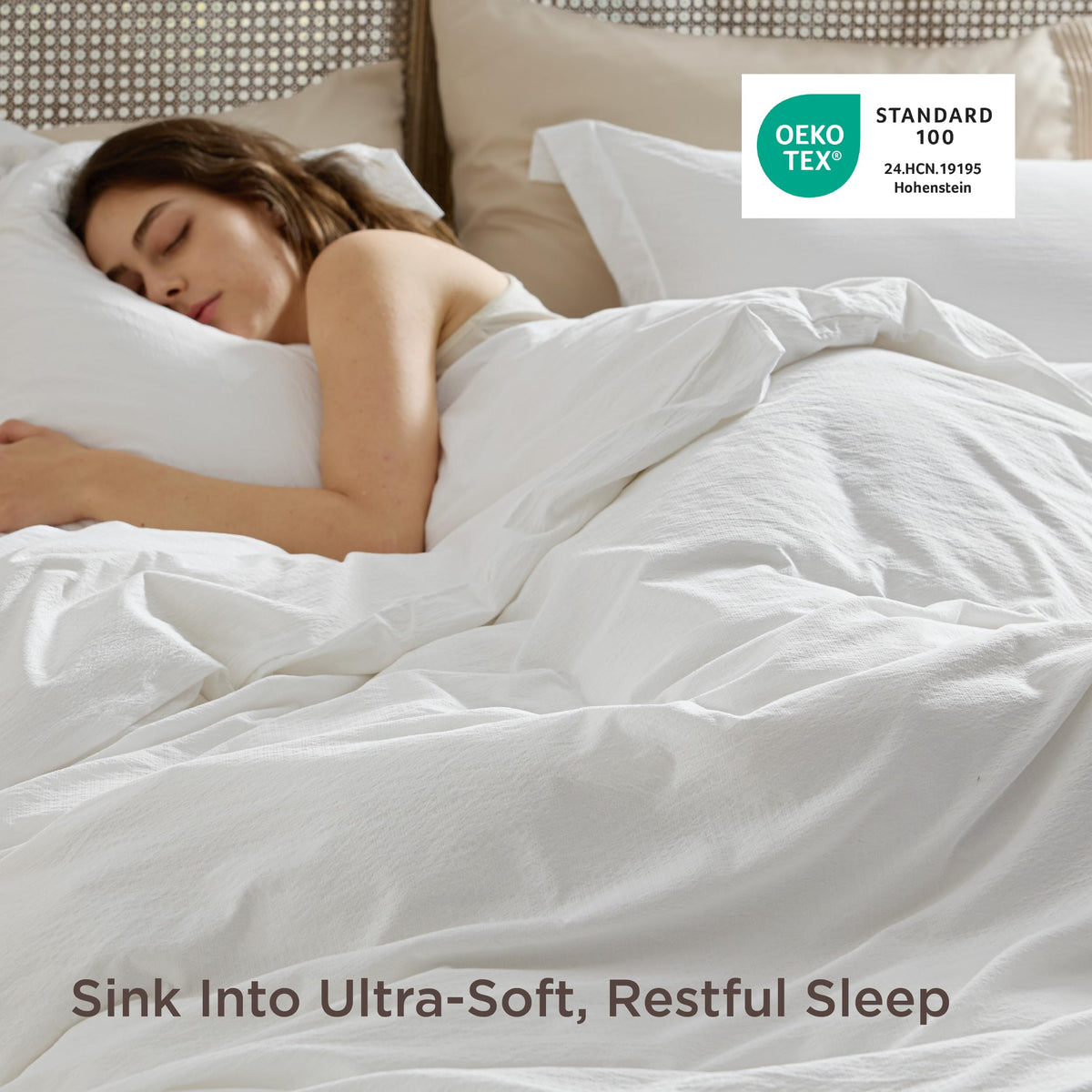 Textured Duvet Cover King Size - Cotton-Like Polyester Jacquard Duvet Cover Set for All Seasons - 3 Pieces Elevated
