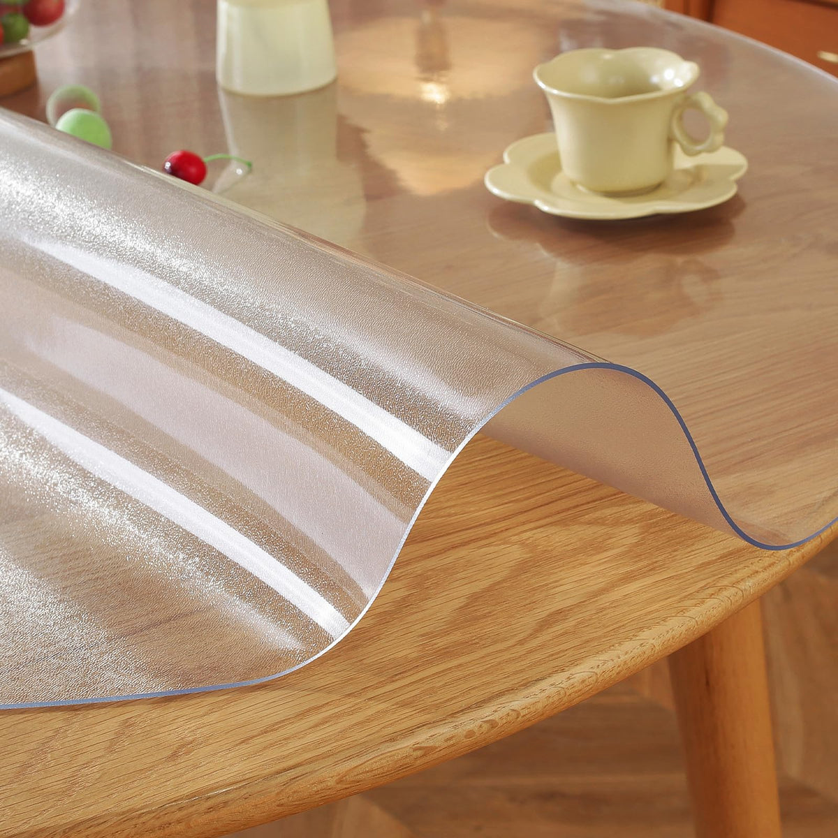 Round Frosted Table Cover Protector 35 Inch, 2mm Thick Table Protector, Waterproof Plastic Cover PVC Vinyl