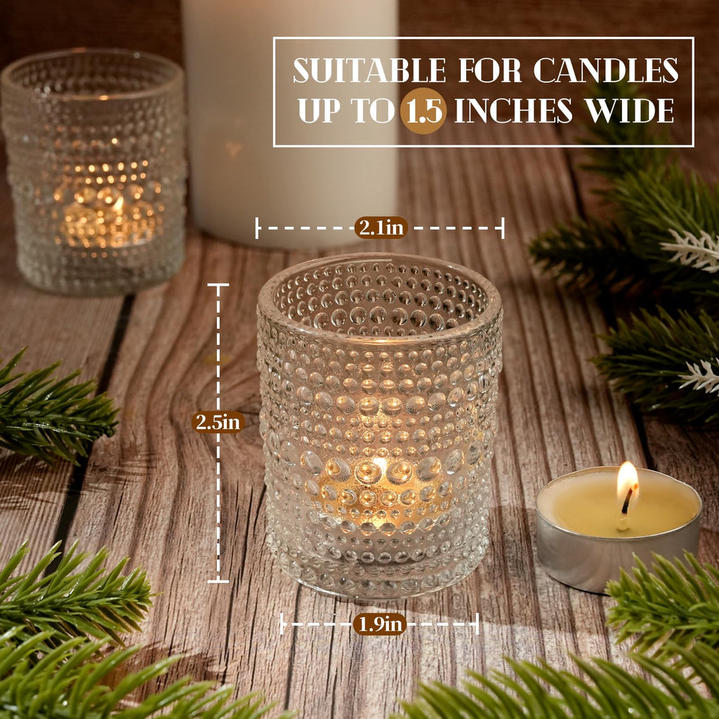 24 Pack Votive Candle Holders, Clear Tea Light Candle Holder