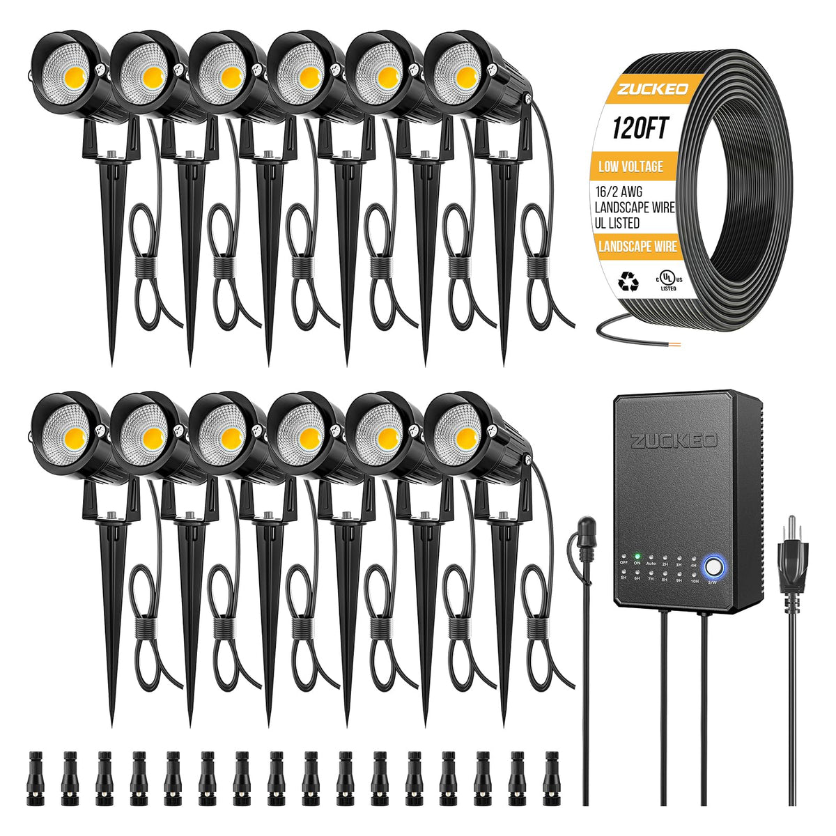 All-in-One Low Voltage Landscape Lighting Kit, 5W LED Landscape Lights with Transformer, 120FT Wire and Connectors
