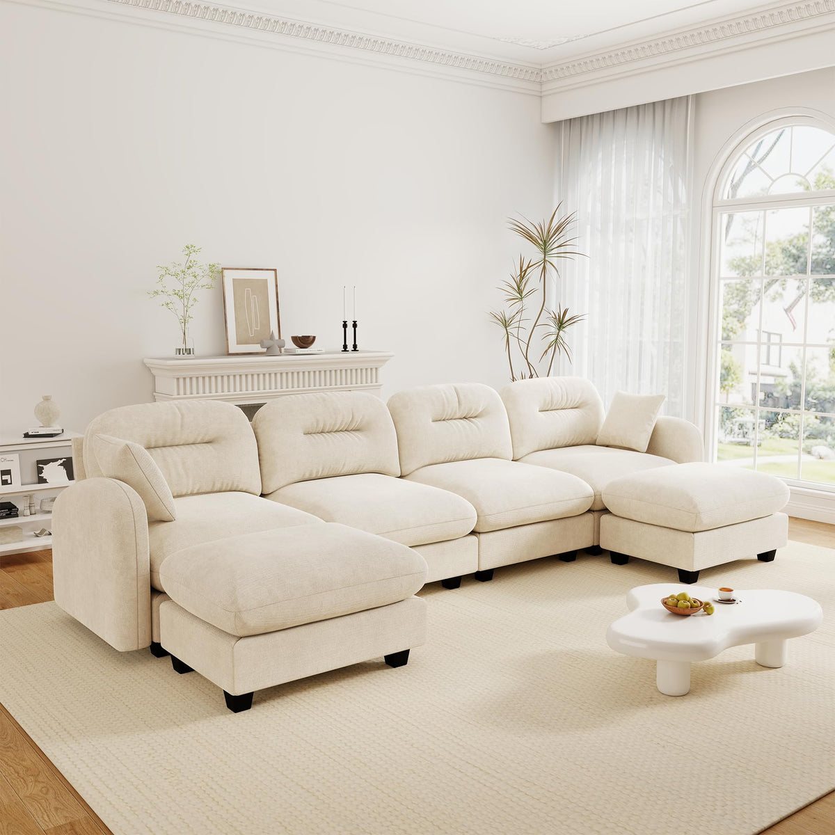 Cloud Couches, Modular Sectional Sofa, 140" U-Shape Beige