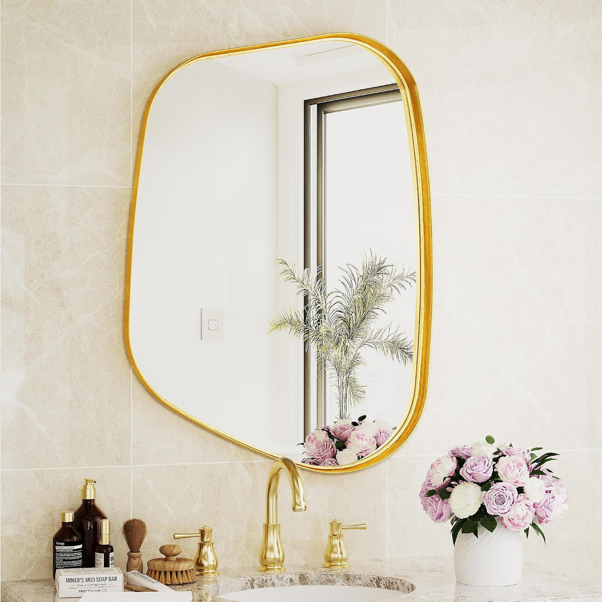 Irregular Wall Mirror 22"x30" Bathroom Mirrors Asymmetrical Artistic Decorative Bedroom Bathroom Hallway Entryway